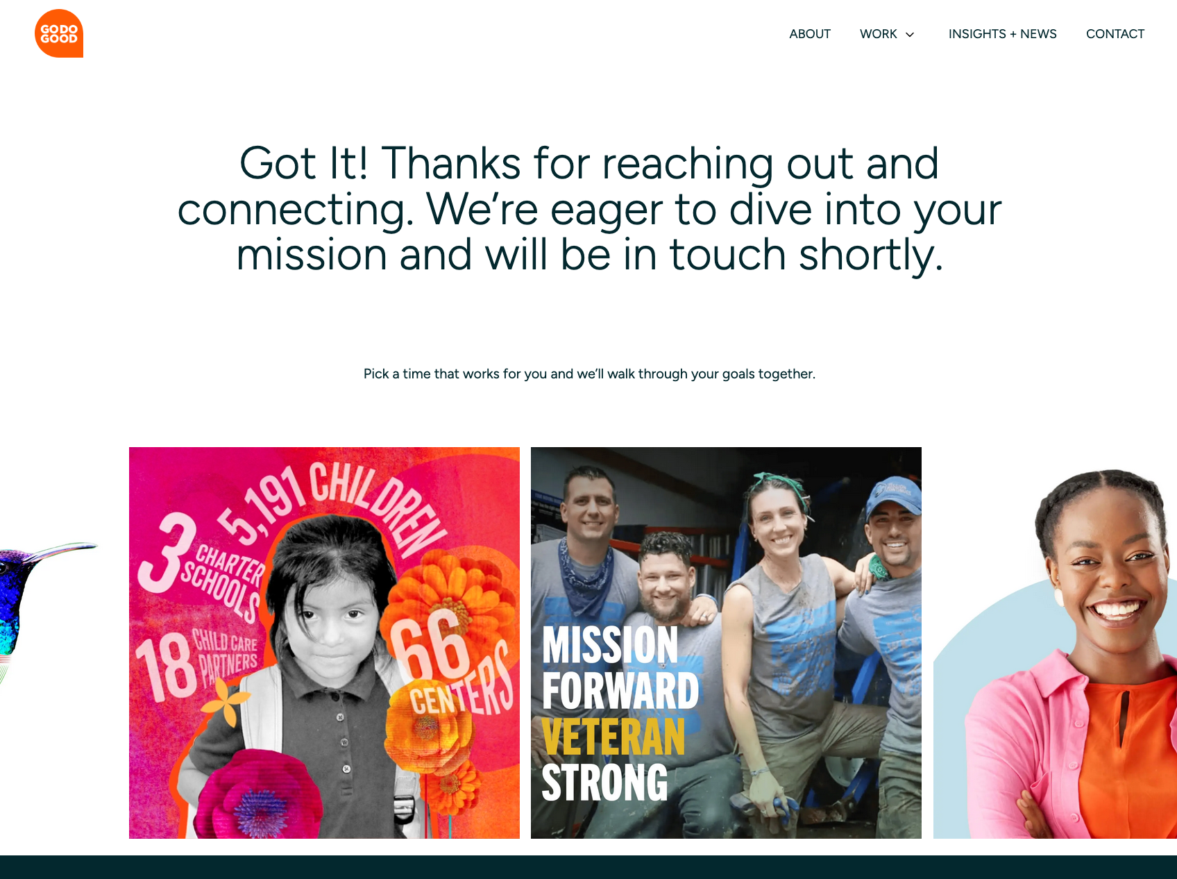Contact form and confirmation page